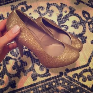 Gold glitter heels